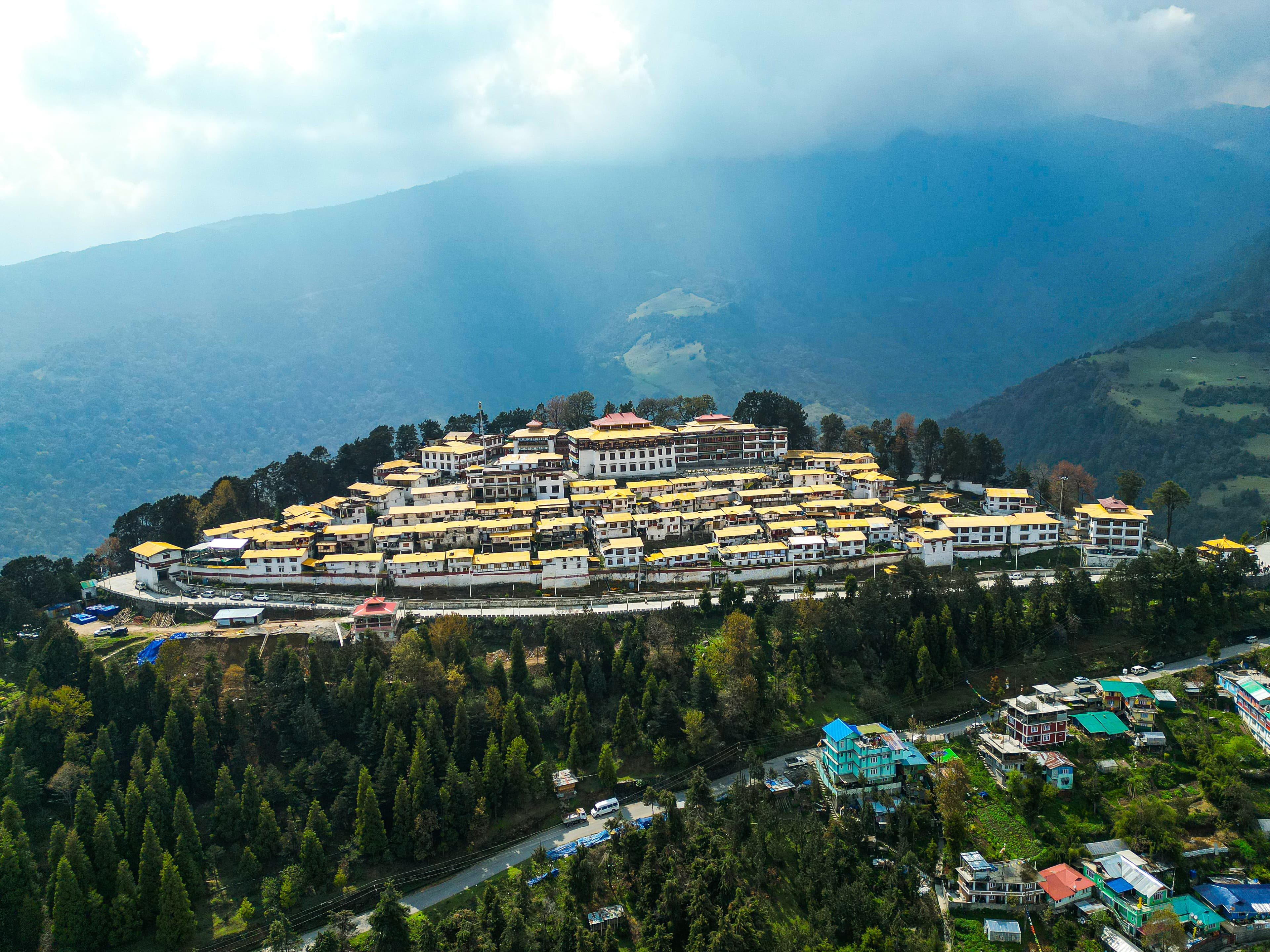 Tawang monastery aerial view