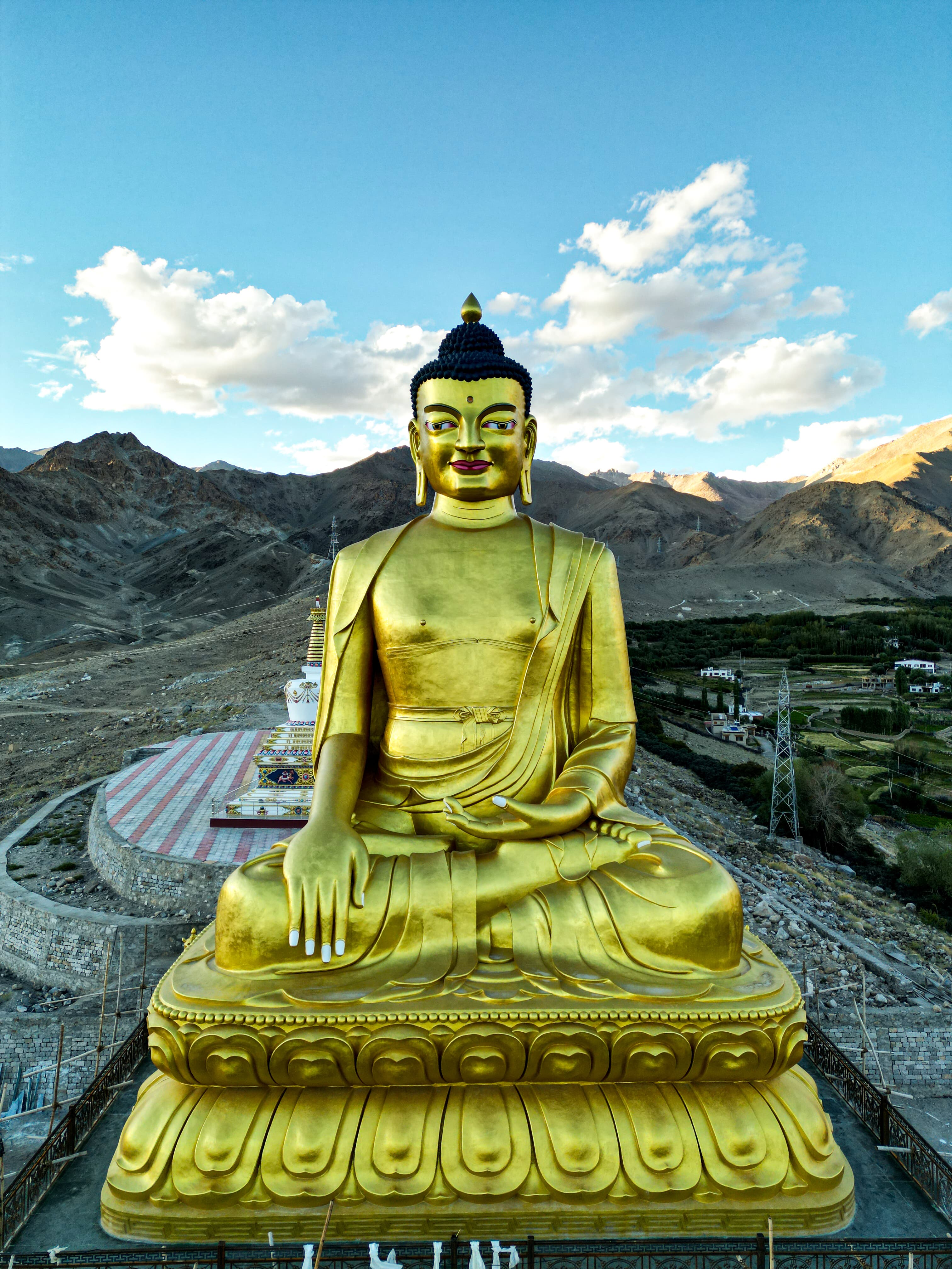 Snow-capped mountains and crystal clear lake in Ladakh